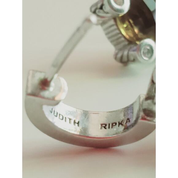 Judith Ripka 925 Sterling Silver Smoky Quartz CZ Dangle Drop Earrings Designer - Picture 5 of 5